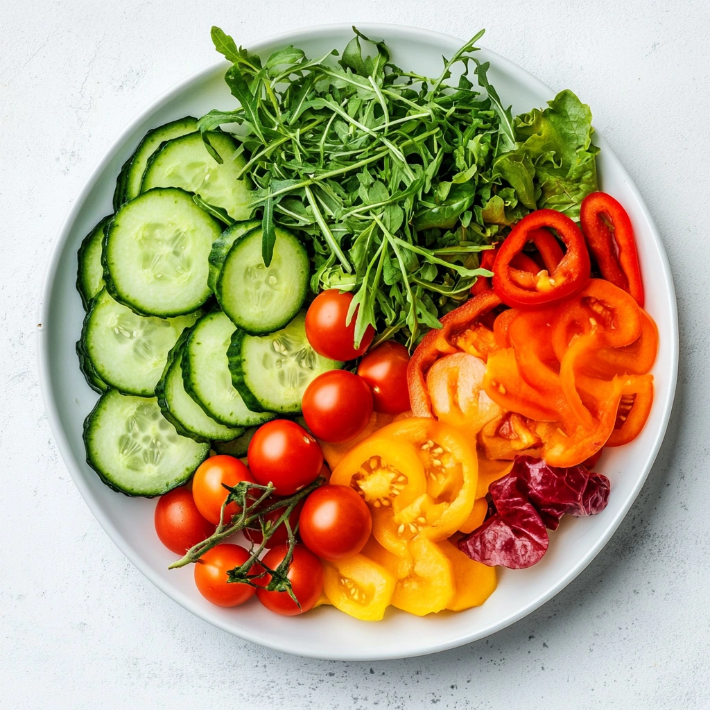 Тарілка з овочами та зеленню